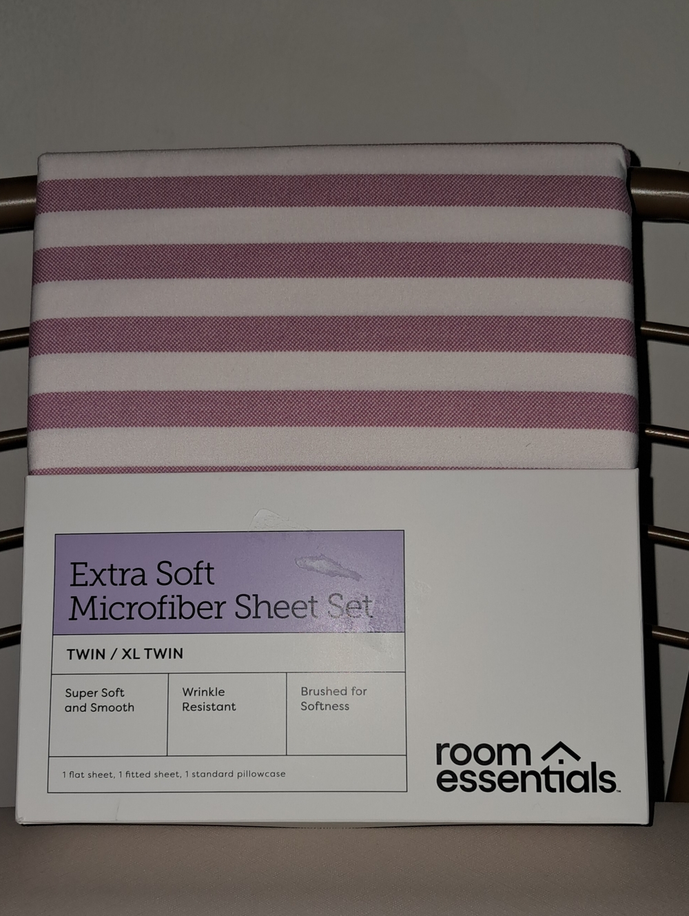 Room Essentials Microfiber Sheet Set - Pink and White Stripe